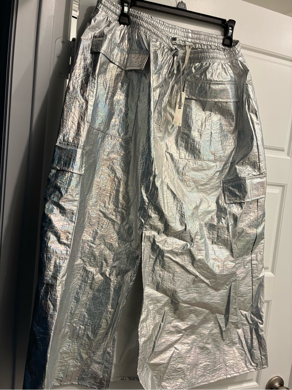 Anthropologie Metallic Silver Cargo Skirt